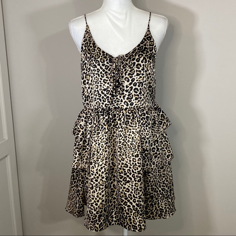 TCEC Spaghetti Strap Leopard Print Mini Dress